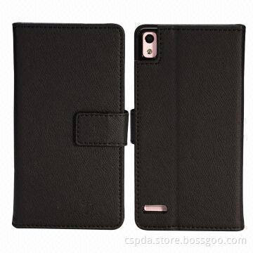 Folio Wallet Leather Case for Huawei Ascend P6